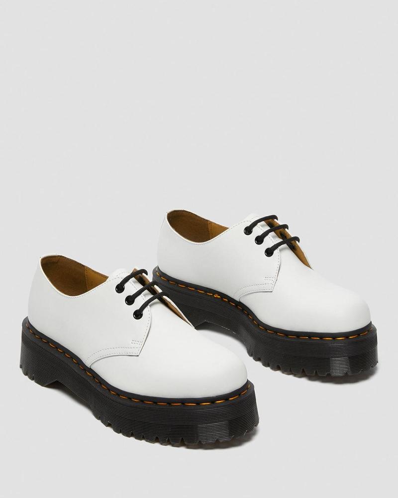 Dr Martens 1461 Smooth Læder Platform Sko Dame Hvide | DK 389FDN